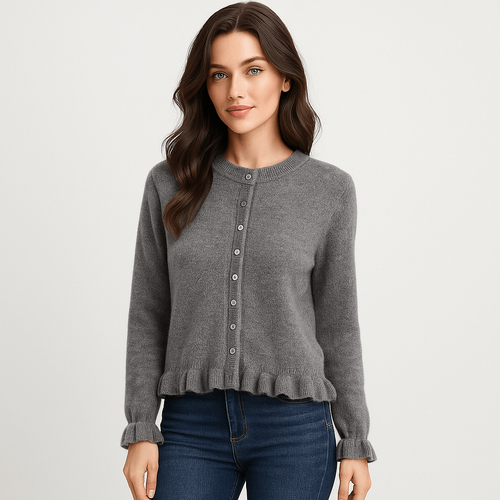 Women's Ruffle-Sleeve Cardigan - Button Front - Stylish Comfort