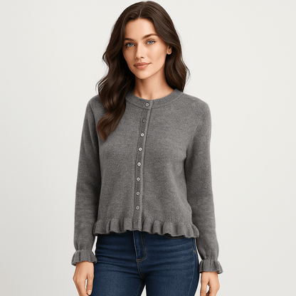 Women's Ruffle-Sleeve Cardigan - Button Front - Stylish Comfort