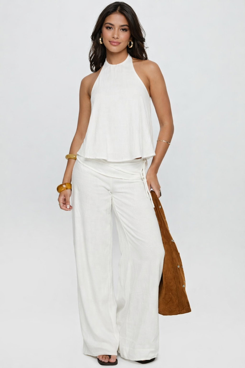 Daniela | Pantalón wide leg fluido con detalle cruzado
