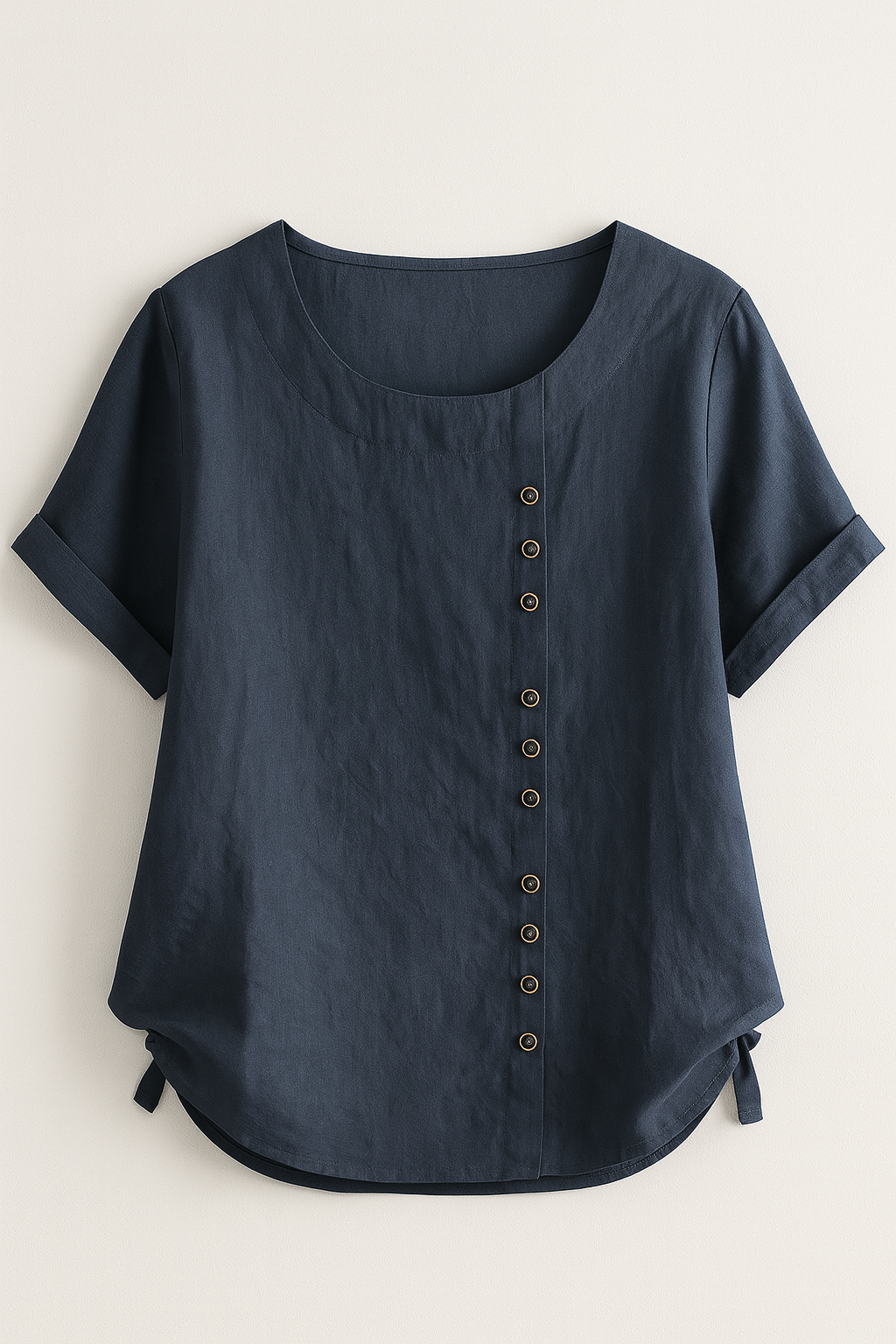 Elegant Women's Linen Blouse with Button-Front Closure