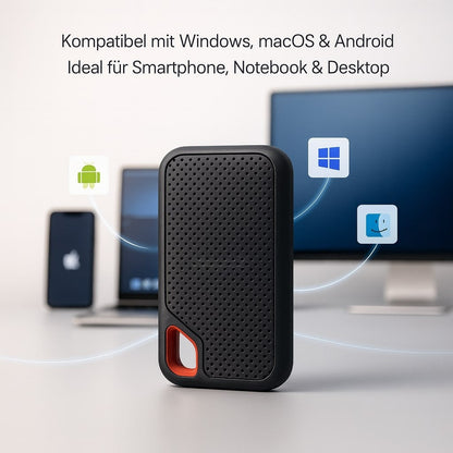 Kompakte 2 TB SSD Festplatte für schnelle Datenübertragung