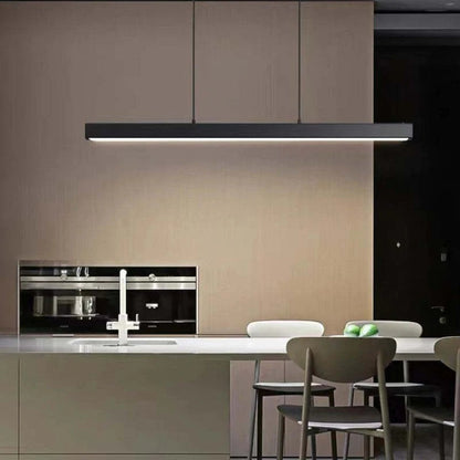 Hanglamp Rechthoekig LED Dimbaar Zwart Bruin Metaal Acryl Eettafel Woonkamer 80-150cm | Restfield