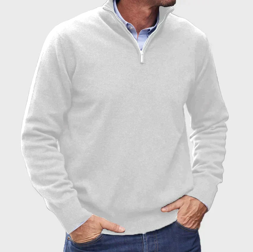 Herren-Pullover mit halbem Reißverschluss – Bequemer klassischer Pullover