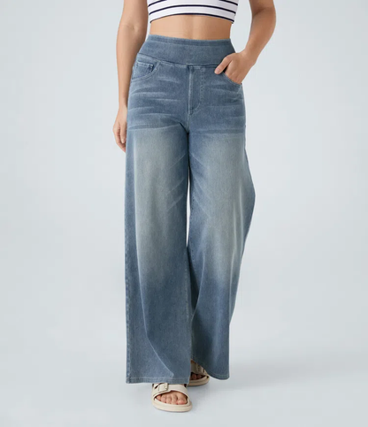 Vanelle | Hoge taille jeans met wijde pijpen voor dames – Comfortabele stretchdenim, casual en stijlvol
