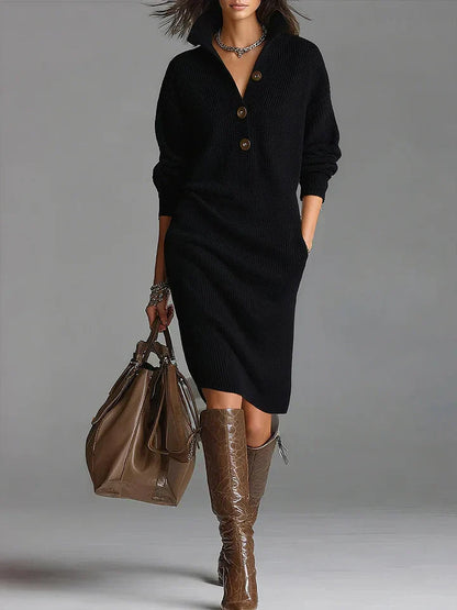 Florina | Vestido midi de punto con botones para mujer