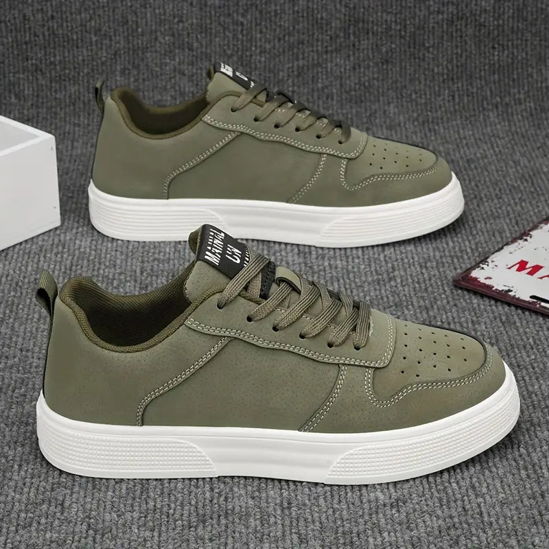 Men's Leather Low Top Sneakers Casual Shoes