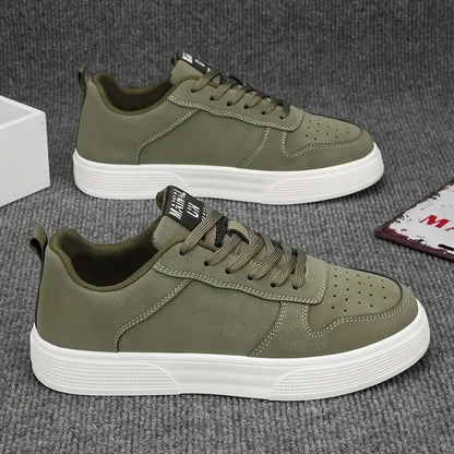 Men's Leather Low Top Sneakers Casual Shoes