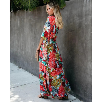 Demi | Damen Fließendes Sommerkleid Maxi Boho Floral