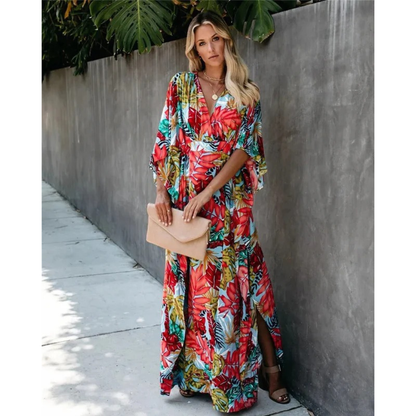 Demi | Damen Fließendes Sommerkleid Maxi Boho Floral