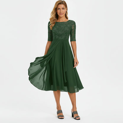 Margaret - Graceful Lace Midi Occasion Dress
