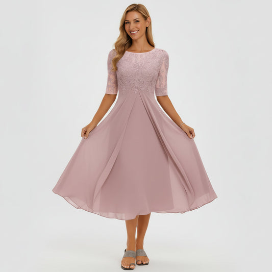 Margaret - Graceful Lace Midi Occasion Dress