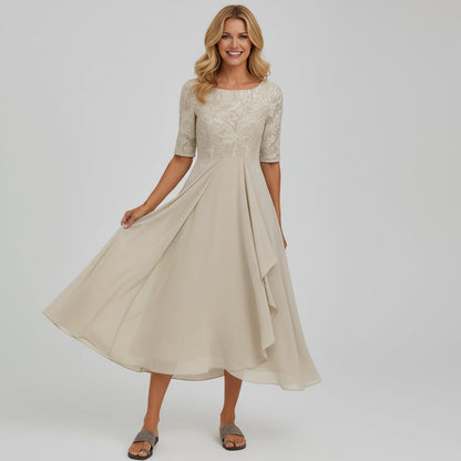 Margaret - Graceful Lace Midi Occasion Dress