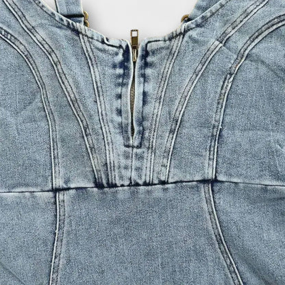 Ana - Jeans obleka z nastavljivimi naramnicami
