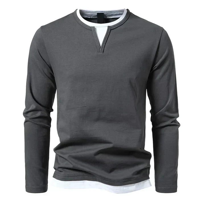 Alwin | Camiseta de manga larga premium de algodón peinado