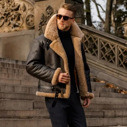 Men’s Leather Aviator Jacket – Classic & Winter-Ready