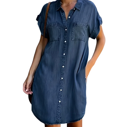 Charlotte - Damen Jeanskleid mit Knopfdetails