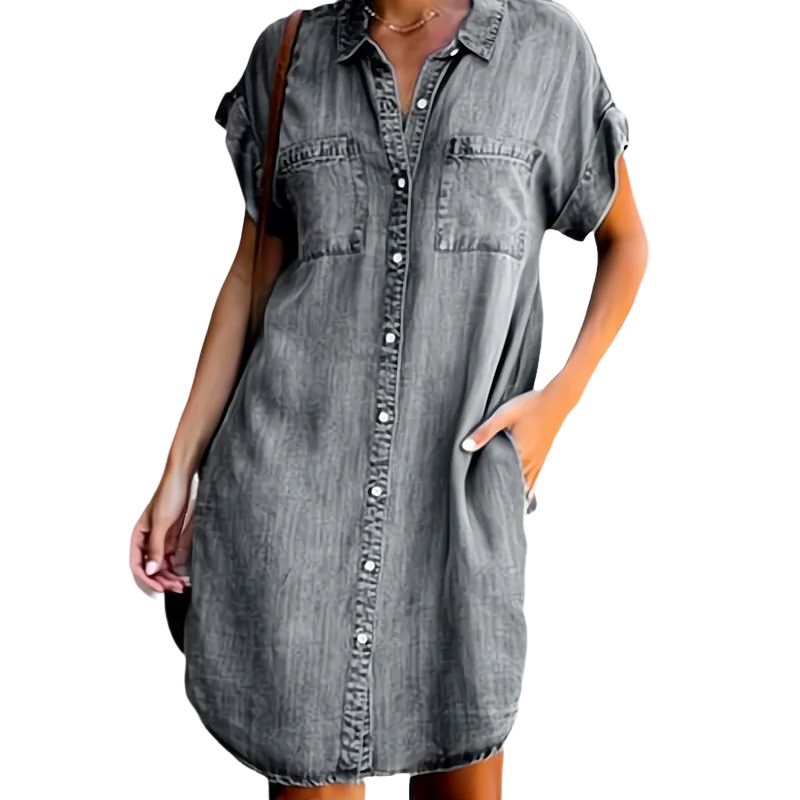 Charlotte - Damen Jeanskleid mit Knopfdetails