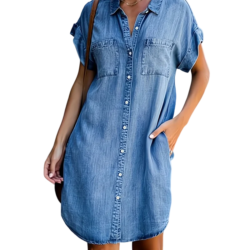 Charlotte - Damen Jeanskleid mit Knopfdetails