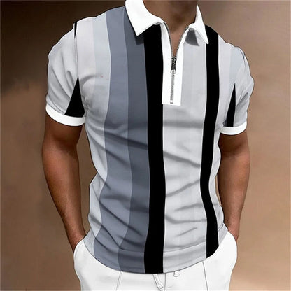 Men’s Striped Polo Shirt – Tailored Breathable Comfortable Stylish Casual Smart Everyday Fit