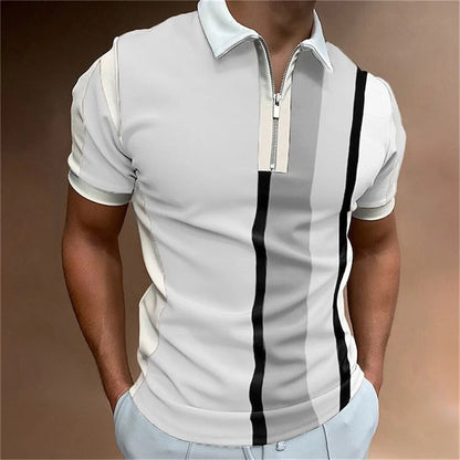 Men’s Striped Polo Shirt – Tailored Breathable Comfortable Stylish Casual Smart Everyday Fit