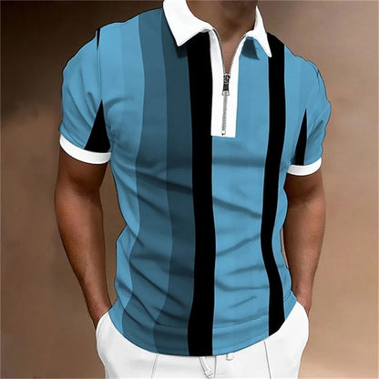 Men’s Striped Polo Shirt – Tailored Breathable Comfortable Stylish Casual Smart Everyday Fit
