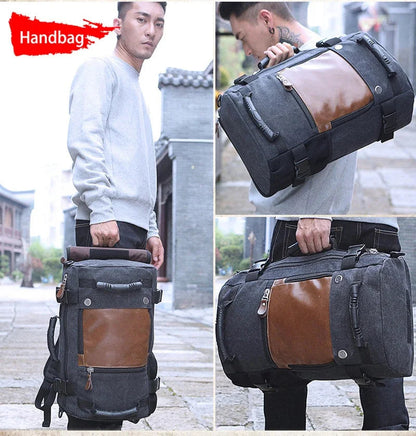 Journeyman Duffel Backpack – Waterproof, Spacious,  Timeless Appeal. Made with Leather  Canvas: Made for Adventures in the Forest, Beach, Airport,  Streets