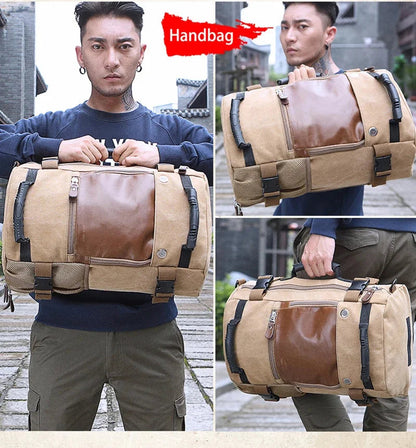 Journeyman Duffel Backpack – Waterproof, Spacious,  Timeless Appeal. Made with Leather  Canvas: Made for Adventures in the Forest, Beach, Airport,  Streets