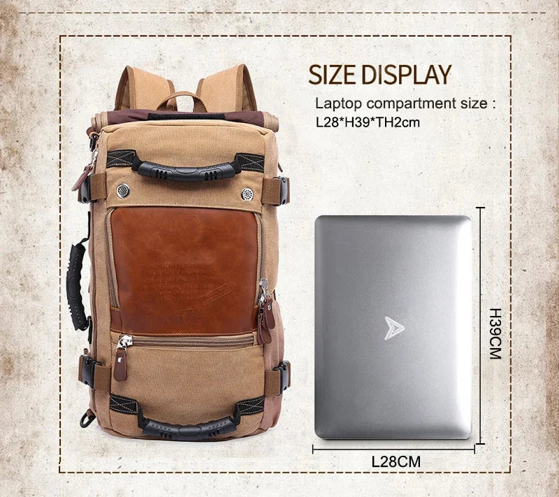 Journeyman Duffel Backpack – Waterproof, Spacious,  Timeless Appeal. Made with Leather  Canvas: Made for Adventures in the Forest, Beach, Airport,  Streets
