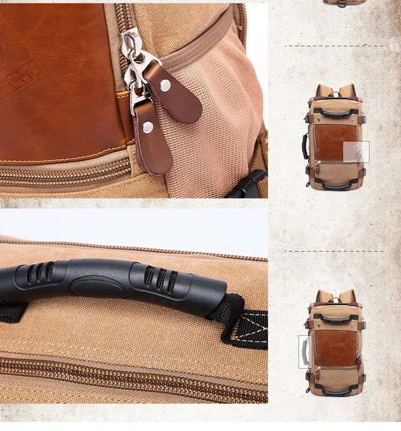 Journeyman Duffel Backpack – Waterproof, Spacious,  Timeless Appeal. Made with Leather  Canvas: Made for Adventures in the Forest, Beach, Airport,  Streets