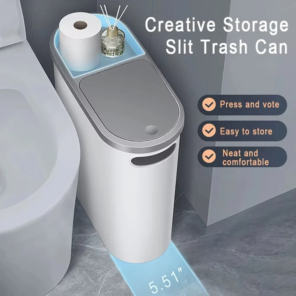 Compact and Stylish Waste Bin with Effortless Press Lid