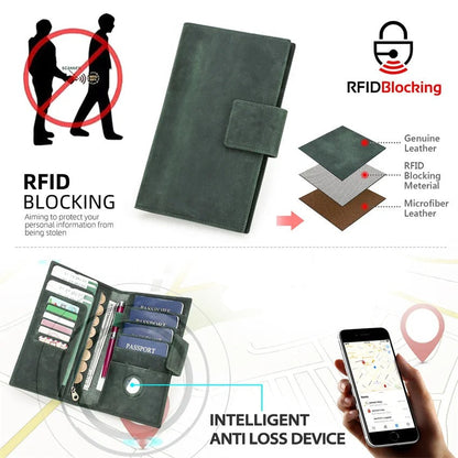 Larson Wallet: Made with Hand-Stitched Genuine Italian Leather - 1 or 4 Passport Slots, RFID Blocking,  1 AirTag Slot–Travel with Confidence