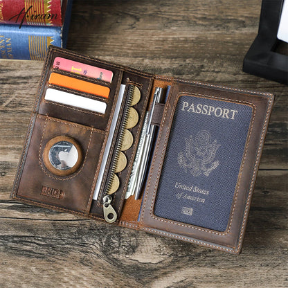 Larson Wallet: Made with Hand-Stitched Genuine Italian Leather - 1 or 4 Passport Slots, RFID Blocking,  1 AirTag Slot–Travel with Confidence
