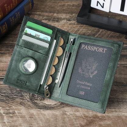 Larson Wallet: Made with Hand-Stitched Genuine Italian Leather - 1 or 4 Passport Slots, RFID Blocking,  1 AirTag Slot–Travel with Confidence