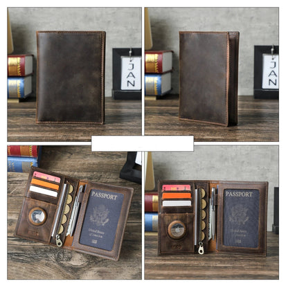 Larson Wallet: Made with Hand-Stitched Genuine Italian Leather - 1 or 4 Passport Slots, RFID Blocking,  1 AirTag Slot–Travel with Confidence