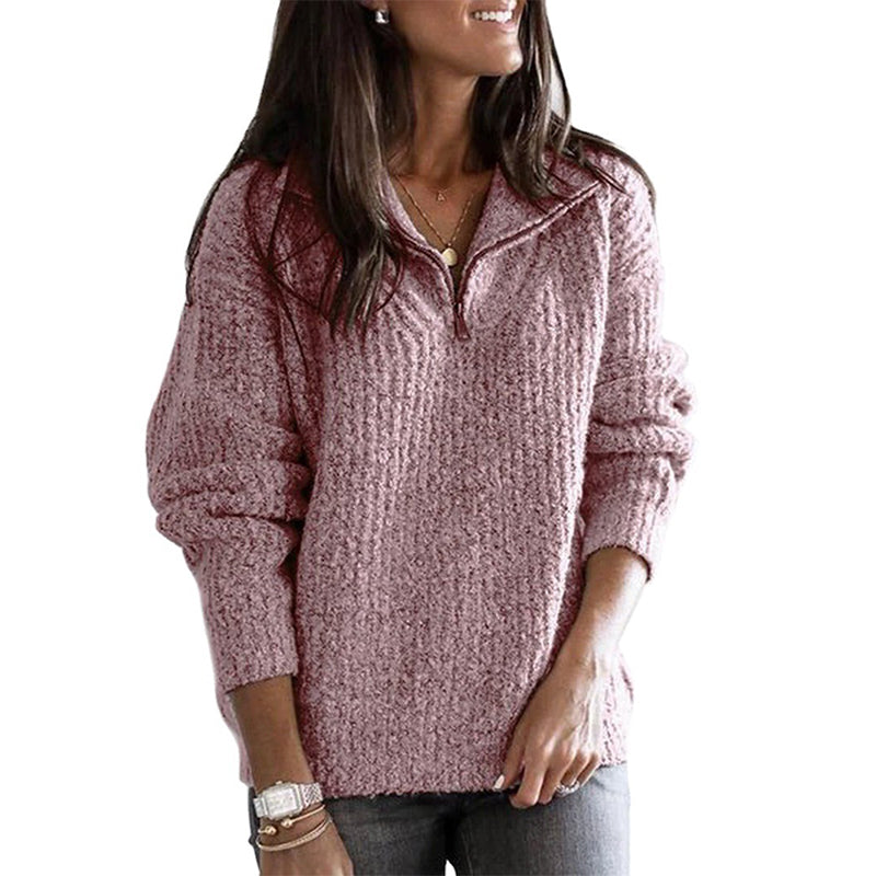 Caroline | Women Zip-Up Ribbed sweater z Cozy Feel