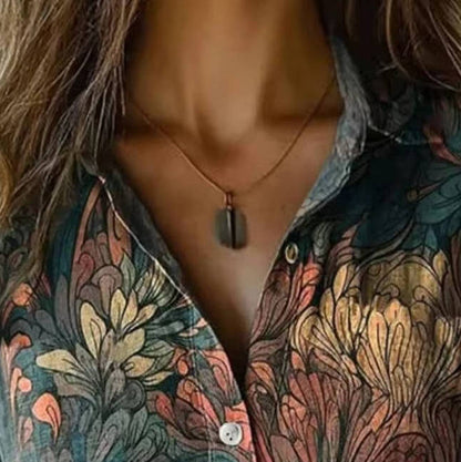 Floral Button Blouse – Long Sleeve – Relaxed Everyday Fit
