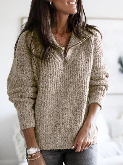 Caroline | Women Zip-Up Ribbed sweater z Cozy Feel