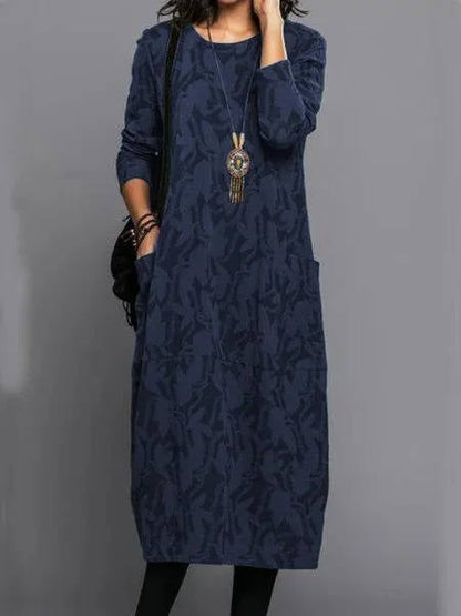 Dress Cotton Long Sleeve Midi Casual Relaxed Fit Spring