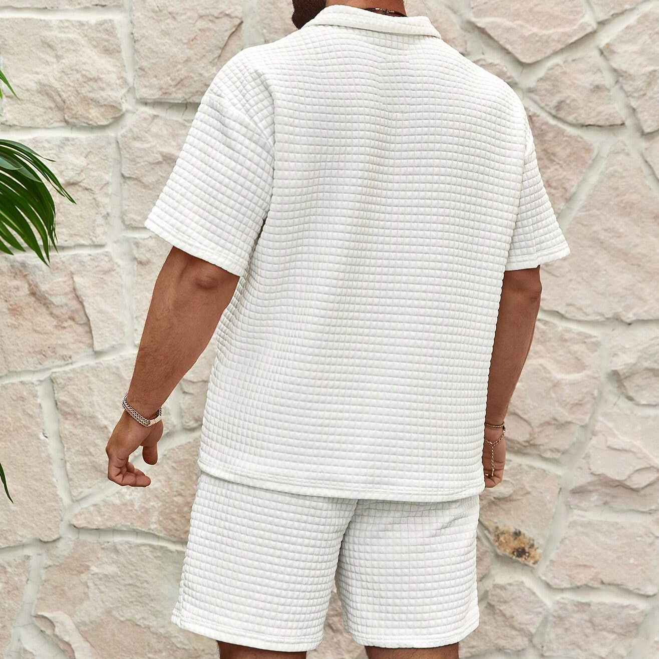 Trendy zomerset voor heren met luchtige wafelstructuur – Neil