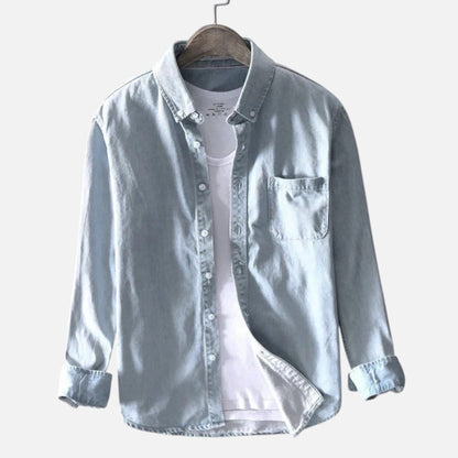 Veroux Mode | Men’s Cotton Denim Long-Sleeve Shirt