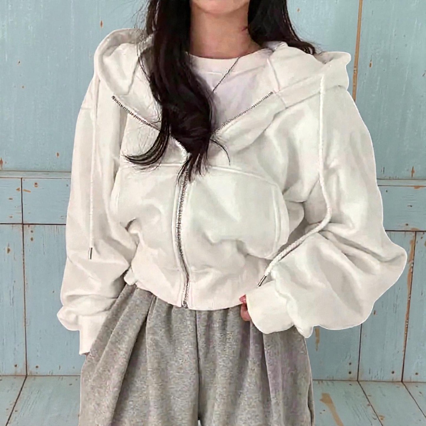 Veste femme à capuche coupe ample