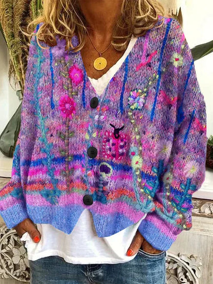 Bunte & Stilvolle Bedruckte Jacke mit Knöpfen