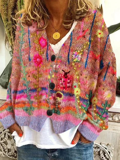 Bunte & Stilvolle Bedruckte Jacke mit Knöpfen