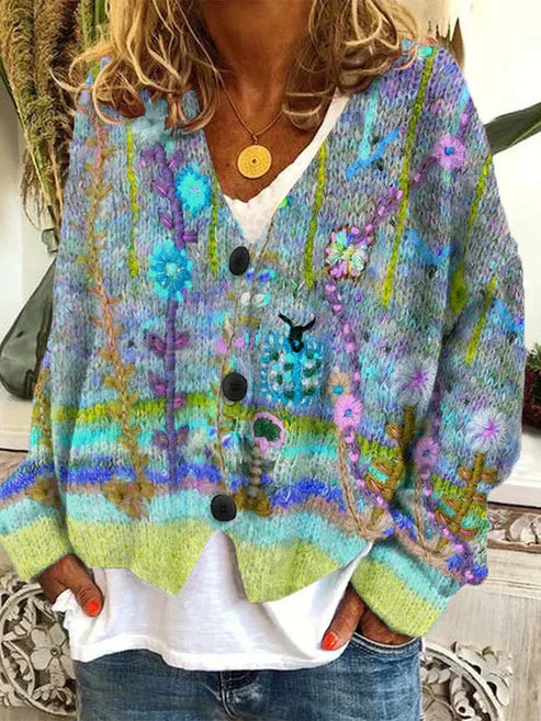Bunte & Stilvolle Bedruckte Jacke mit Knöpfen