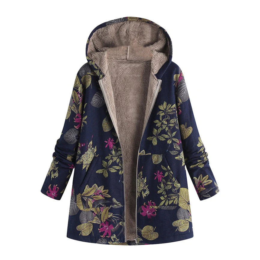 Casey | Women’s Winter Floral Coat with Hood - Image 3