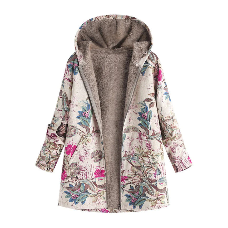Casey | Women’s Winter Floral Coat with Hood - Image 1