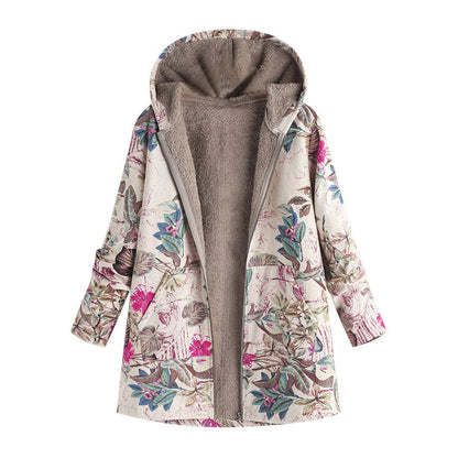 Casey | Women’s Winter Floral Coat with Hood - Image 1