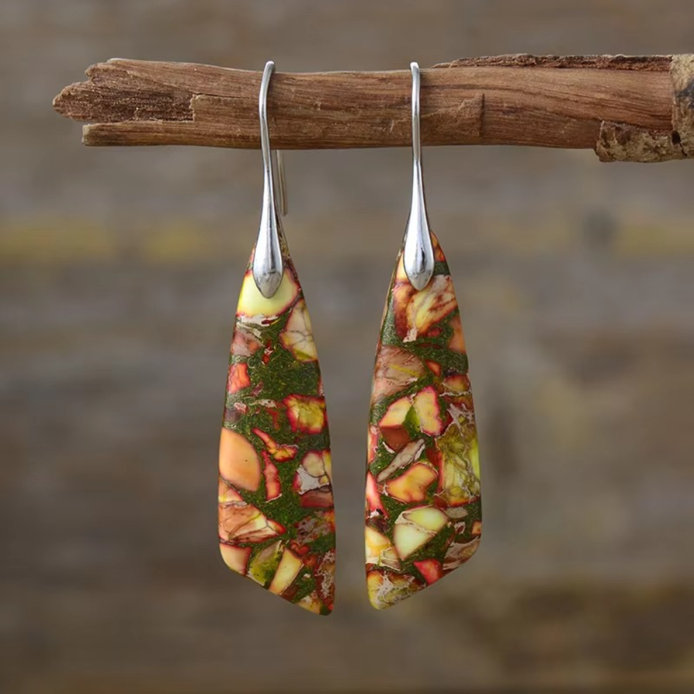 Boucles d'Oreilles Vintage avec Pierres Naturelles
