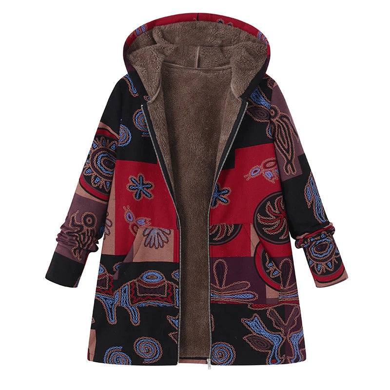 Casey | Women’s Winter Floral Coat with Hood - Image 11