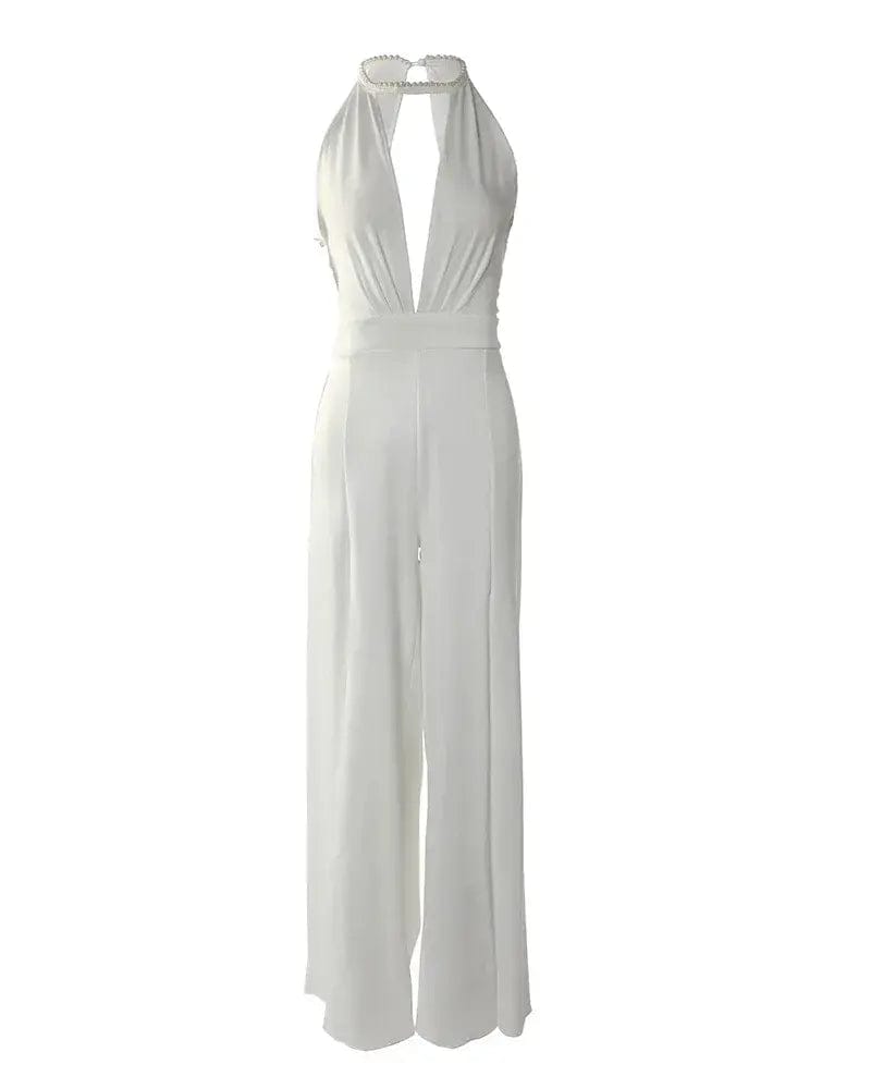 Seraphim - Deep V Elegant Split Leg  Jumpsuit